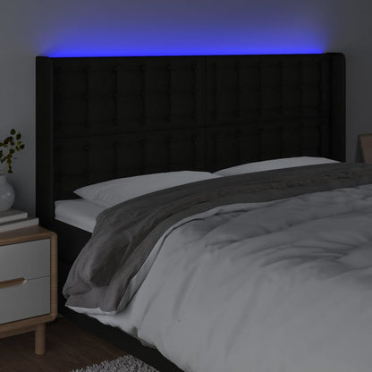 Hoofdbord Led Stof 1 163 x 16 x 118/128 cm Zwart
