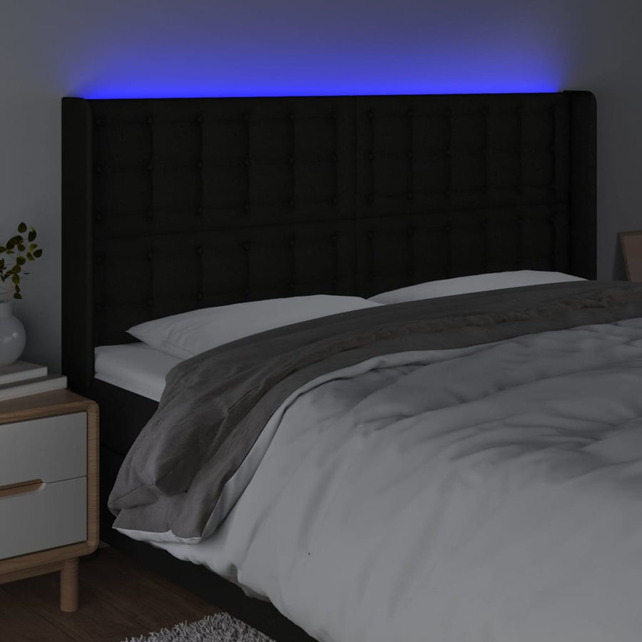 Hoofdbord Led Stof 1 163 x 16 x 118/128 cm Zwart