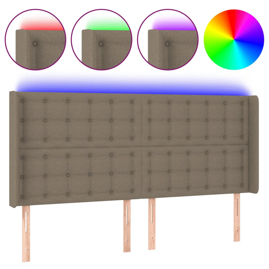 Hoofdbord Led Stof 1 163 x 16 x 118/128 cm Taupe