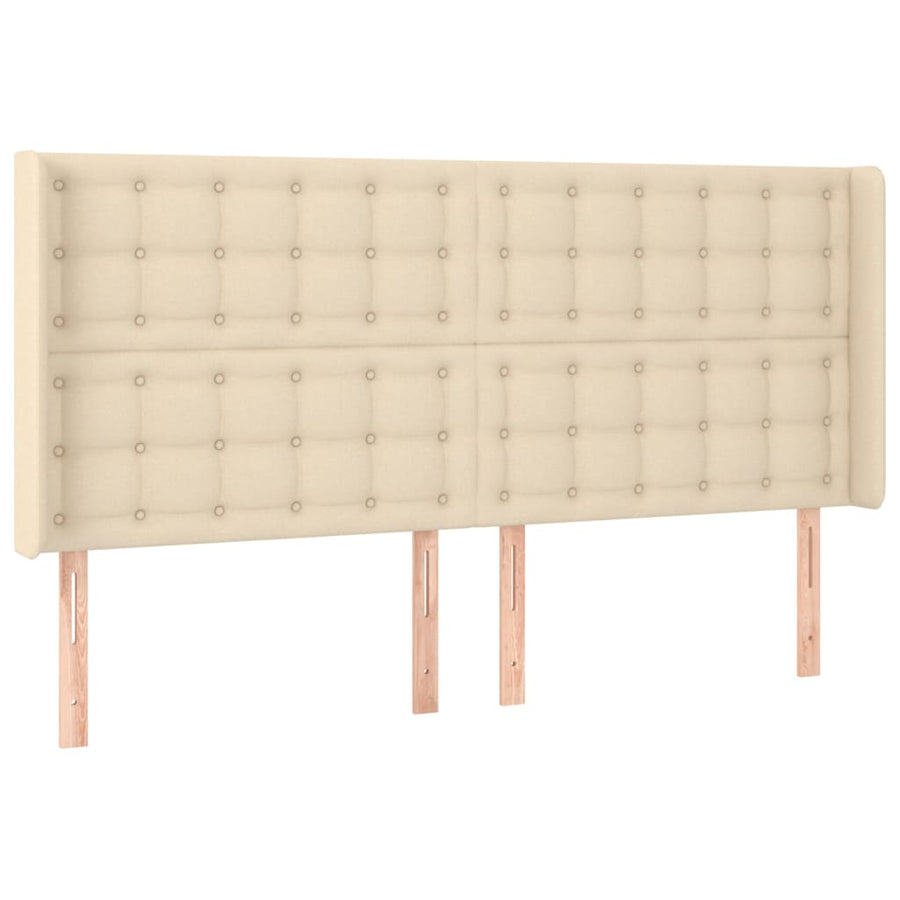 Hoofdbord Led 163X16X118/128 Cm Stof Crèmekleurig 163 x 16 x 118/128 cm