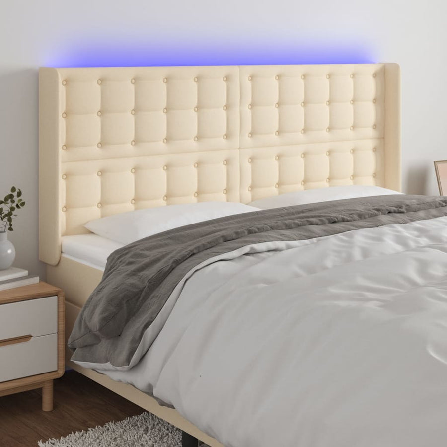 Hoofdbord Led 203X16X78/88 Cm Stof Taupe