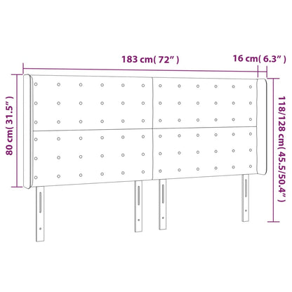 Hoofdbord Led Stof 1 183 x 16 x 118/128 cm Zwart