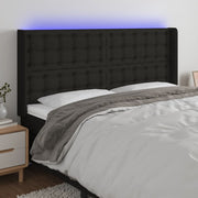 Hoofdbord stof 183x16x118/128 cm zwart LED