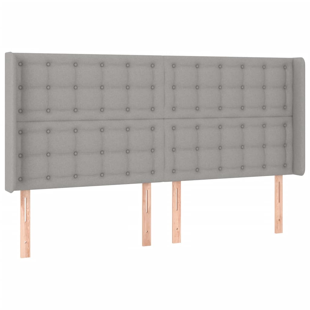 Hoofdbord Led Stof 203 x 16 x 118/128 cm Lichtgrijs