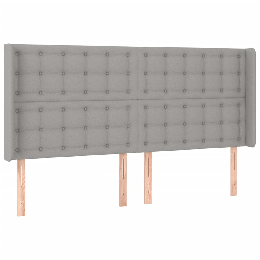 Hoofdbord Led Stof 203 x 16 x 118/128 cm Lichtgrijs