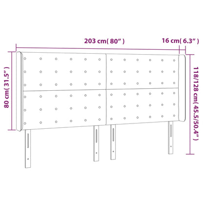 Hoofdbord Led Stof 203 x 16 x 118/128 cm Donkergrijs