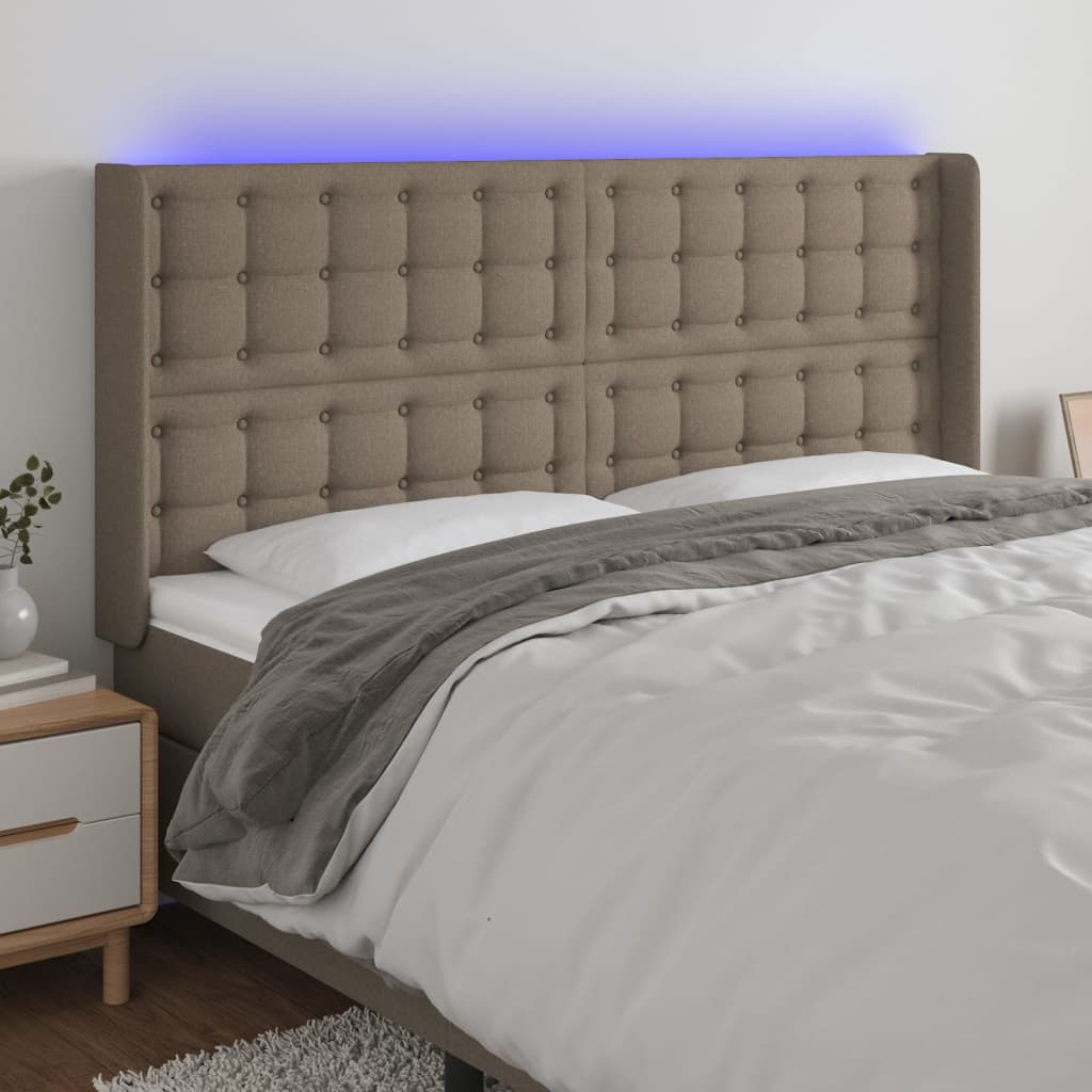 Hoofdbord Led 203X16X78/88 Cm Stof Taupe