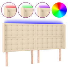 Hoofdbord Led Stof Kleurig 1 203 x 16 x 118/128 cm Crème