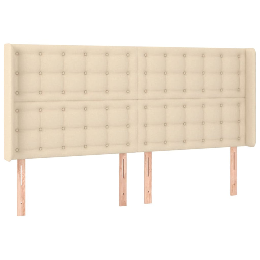 Hoofdbord Led Stof Kleurig 1 203 x 16 x 118/128 cm Crème