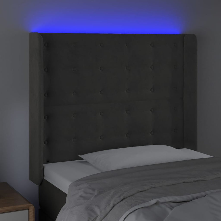 Hoofdbord Led Fluweel 93 x 16 x 118/128 cm Donkergrijs