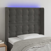 Hoofdbord 93x16x118/128 cm fluweel donkergrijs LED