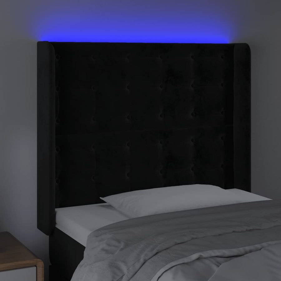 Hoofdbord Led Fluweel 93 x 16 x 118/128 cm Zwart