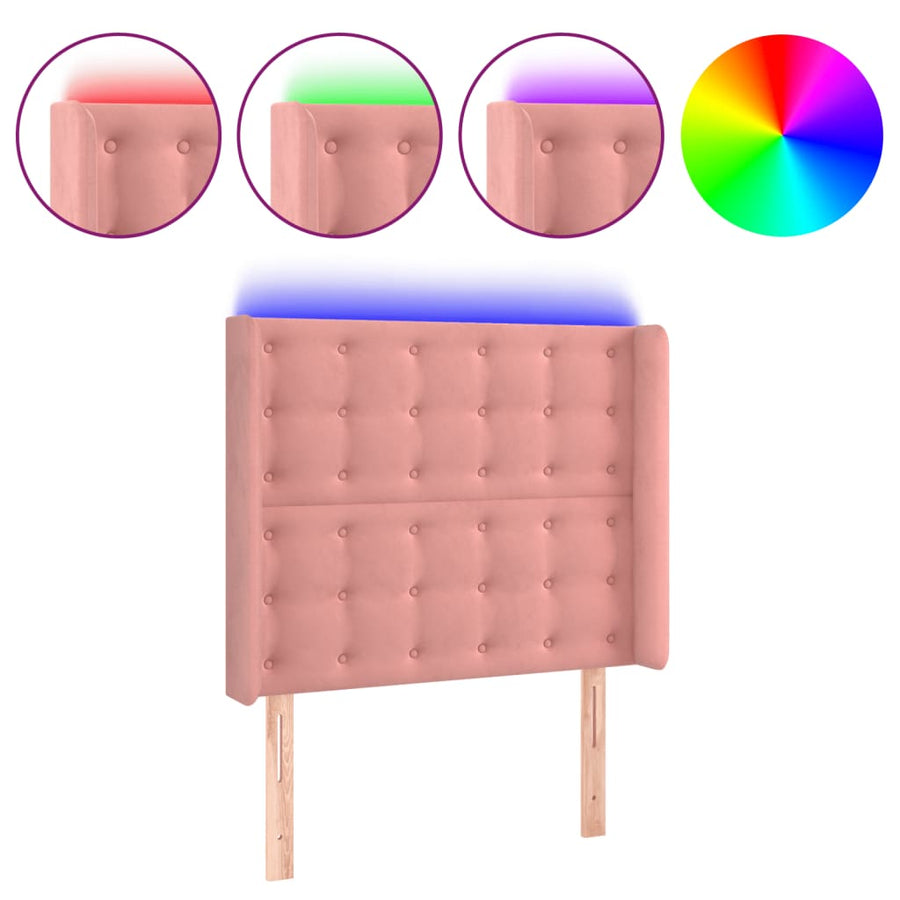 Hoofdbord Led 93X16X118/128 Cm Fluweel Roze 93 x 16 x 118/128 cm