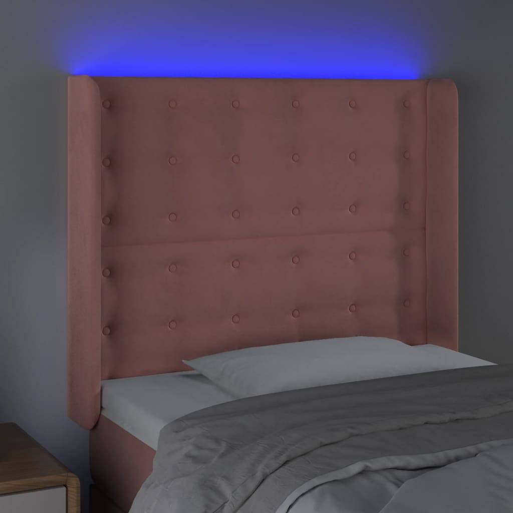 Hoofdbord Led 93X16X118/128 Cm Fluweel Roze 93 x 16 x 118/128 cm