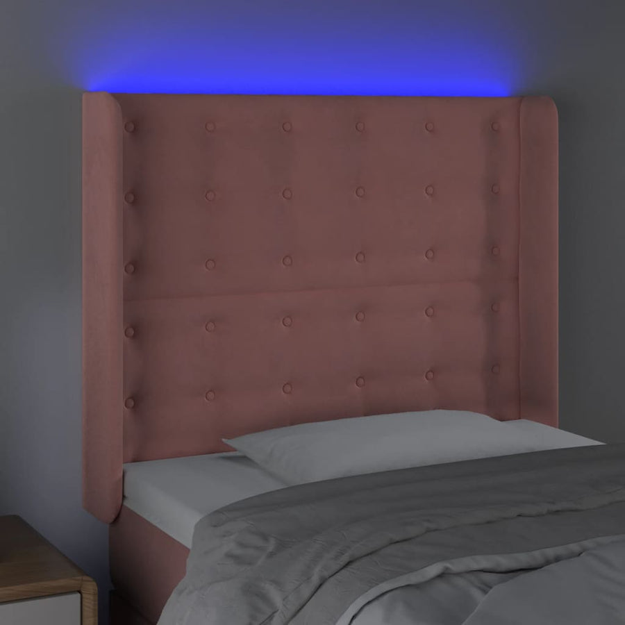 Hoofdbord Led 93X16X118/128 Cm Fluweel Roze 93 x 16 x 118/128 cm