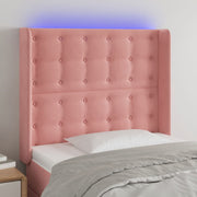 Hoofdbord 93x16x118/128 cm fluweel roze LED
