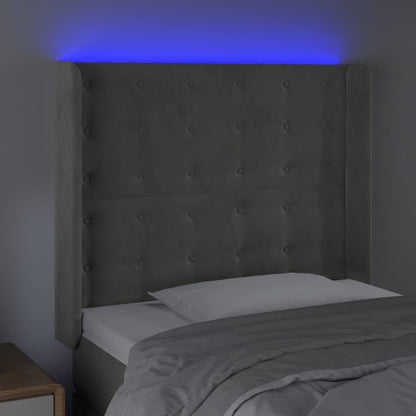 Hoofdbord Led Fluweel 103 x 16 x 118/128 cm Lichtgrijs