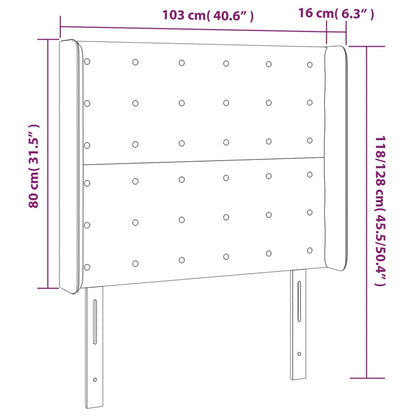 Hoofdbord Led Fluweel 103 x 16 x 118/128 cm Lichtgrijs