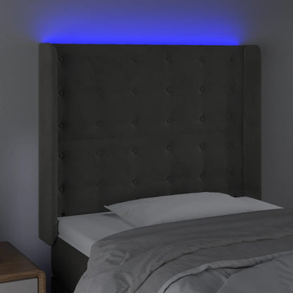 Hoofdbord Led Fluweel 103 x 16 x 118/128 cm Donkergrijs