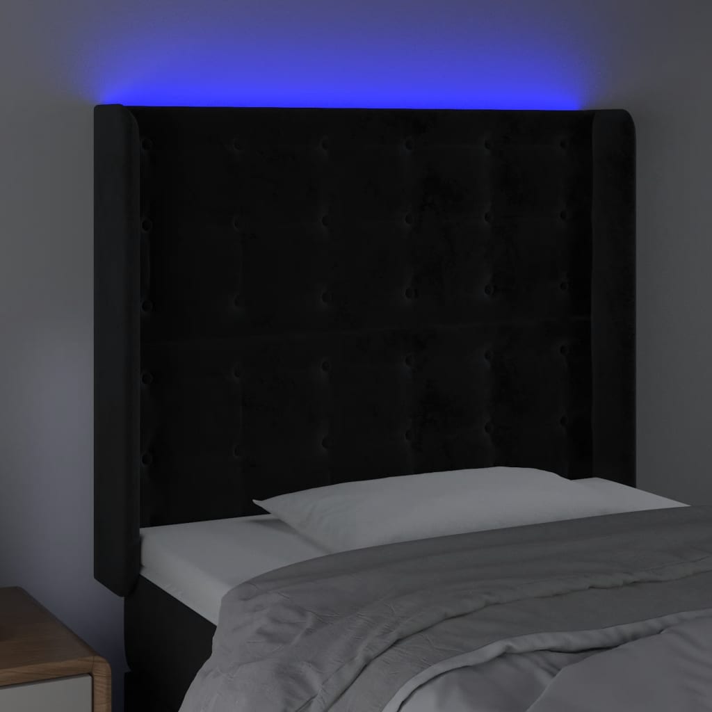 Hoofdbord Led Fluweel 103 x 16 x 118/128 cm Zwart