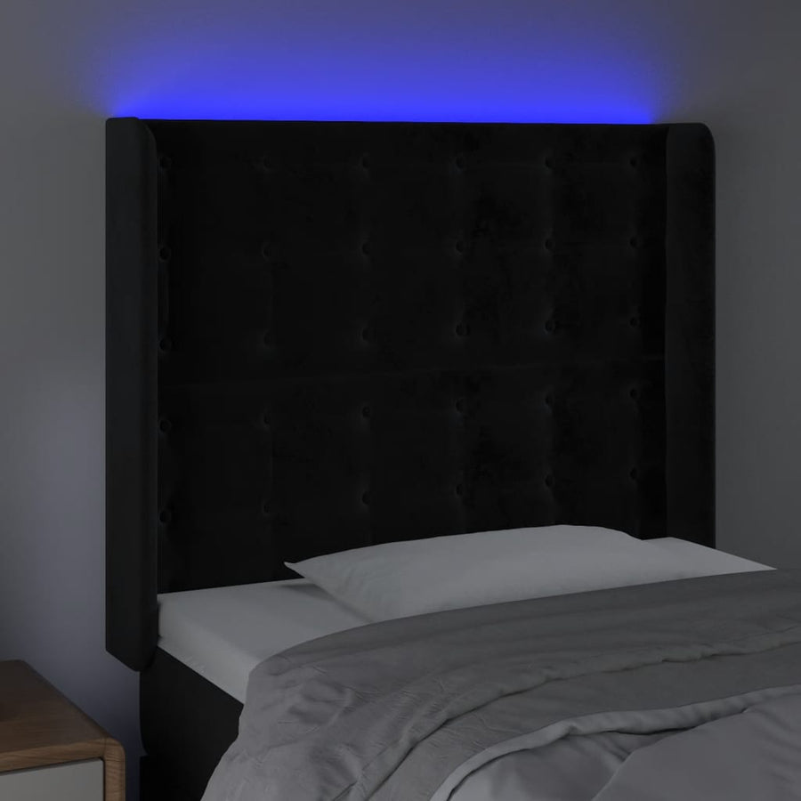 Hoofdbord Led Fluweel 103 x 16 x 118/128 cm Zwart