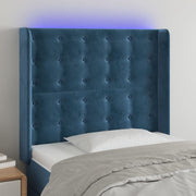 Hoofdbord led fluweel blauw 103x16x118/128 cm