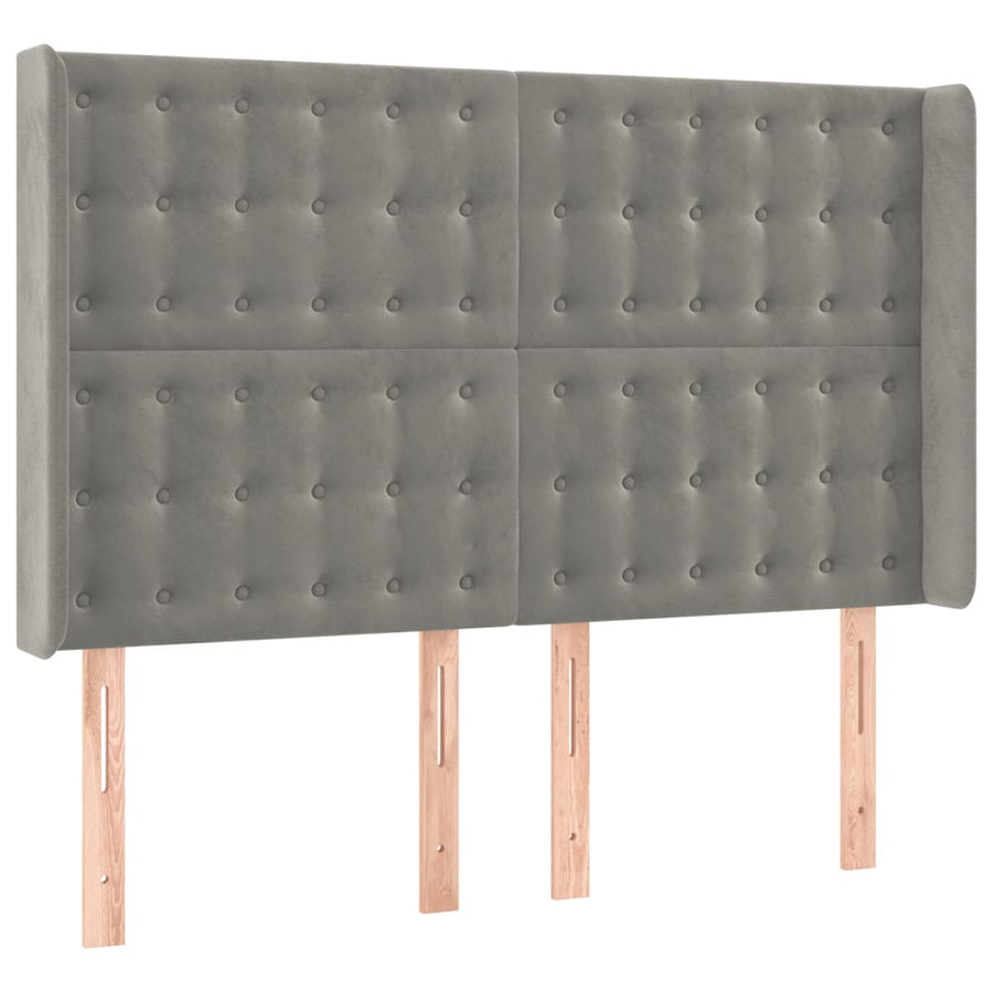 Hoofdbord Led Fluweel 147 x 16 x 118/128 cm Lichtgrijs