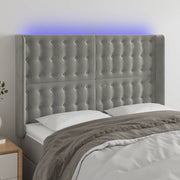 Hoofdbord LED 147x16x118/128 cm lichtgrijs fluweel