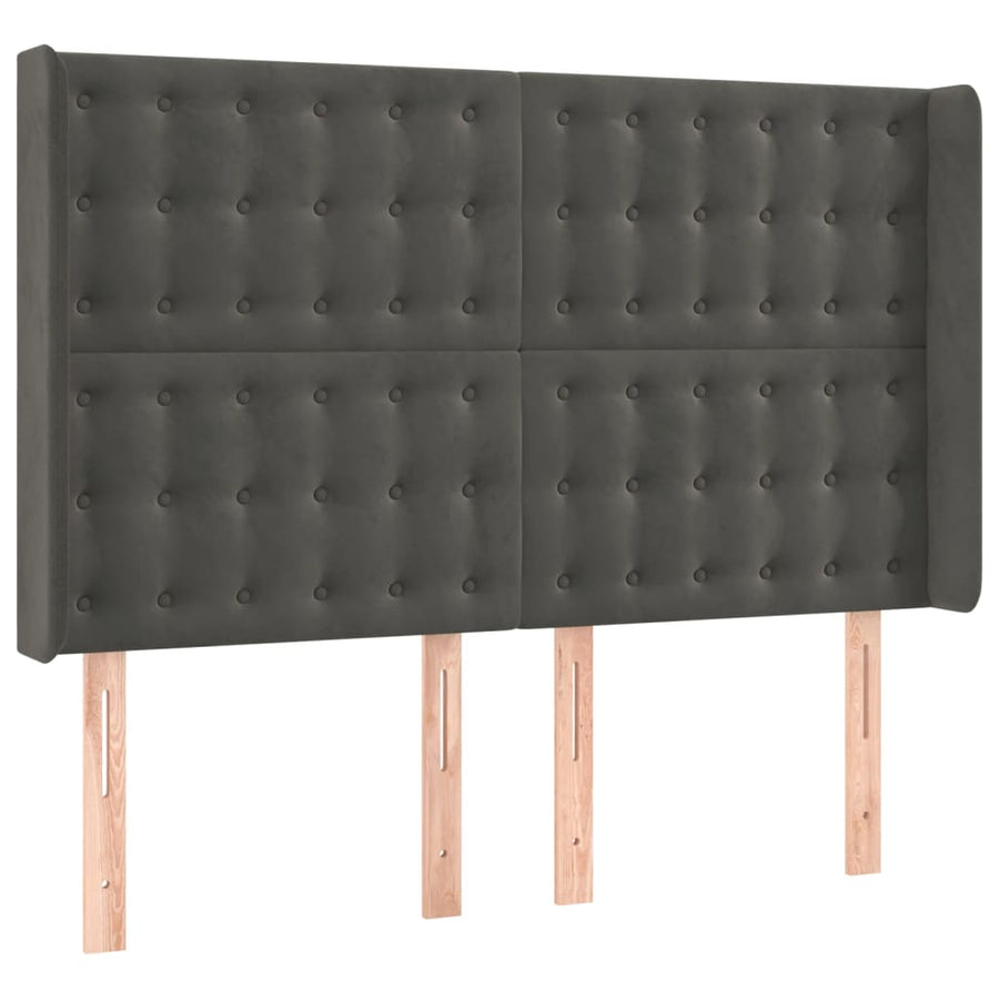 Hoofdbord Led Fluweel 1 147 x 16 x 118/128 cm Donkergrijs