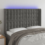 Hoofdbord 147x16x118/128 cm fluweel donkergrijs LED