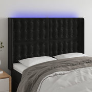 Hoofdbord 147x16x118/128 cm fluweel zwart met LED