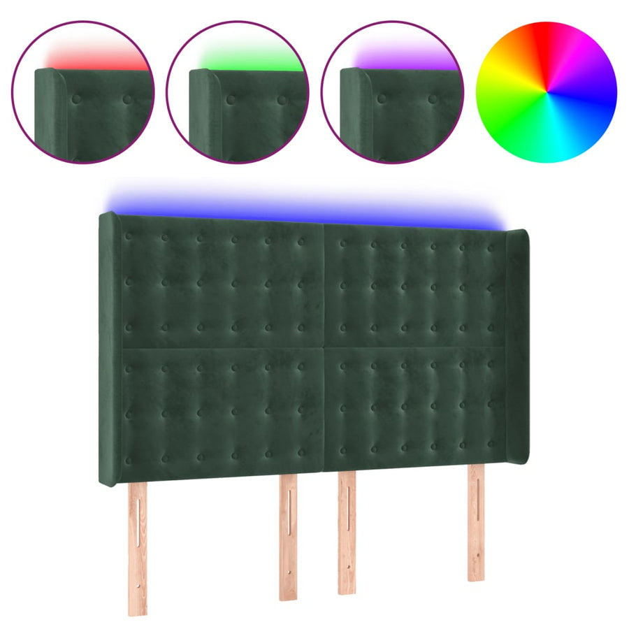 Hoofdbord Led Fluweel 147 x 16 x 118/128 cm