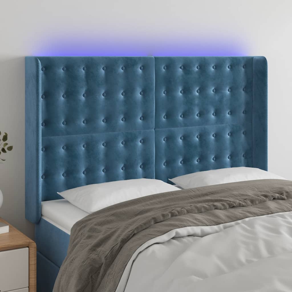Hoofdbord Led Fluweel 147 x 16 x 118/128 cm