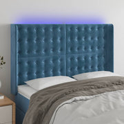 Hoofdbord fluweel blauw 147x16x118/128 cm LED