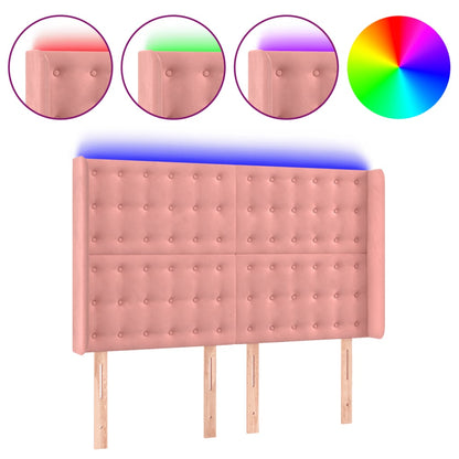 Hoofdbord Led Fluweel 1 147 x 16 x 118/128 cm Roze