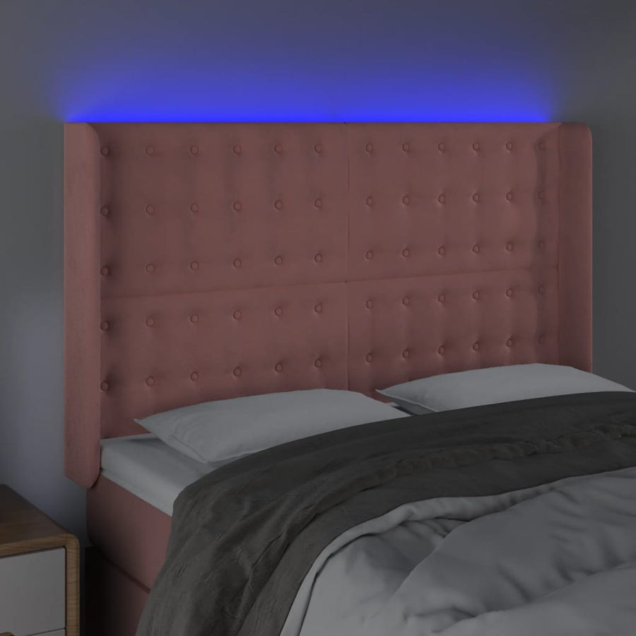 Hoofdbord Led Fluweel 1 147 x 16 x 118/128 cm Roze