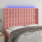 Hoofdbord 147x16x118/128 cm fluweel roze LED