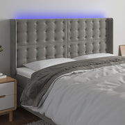 Hoofdbord 163x16x118/128 cm fluweel lichtgrijs LED