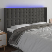 Hoofdbord 163x16x118/128 cm fluweel donkergrijs LED