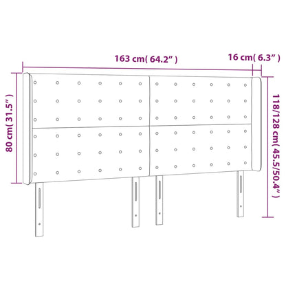 Hoofdbord Led Fluweel 163 x 16 x 118/128 cm Zwart