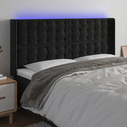 Hoofdbord 163x16x118/128 cm fluweel zwart LED