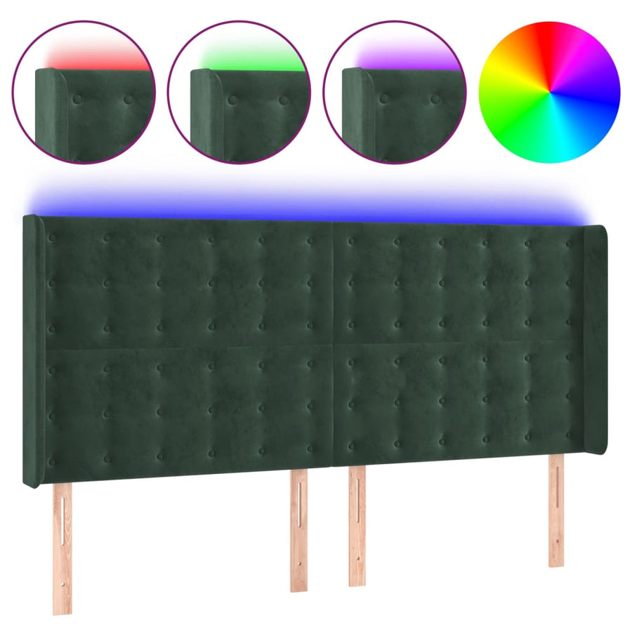 Hoofdbord Led Fluweel 163 x 16 x 118/128 cm