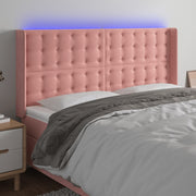 Hoofdbord 163x16x118/128 cm fluweel roze LED