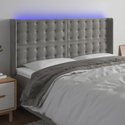 Hoofdbord 183x16x118/128 cm fluweel lichtgrijs LED