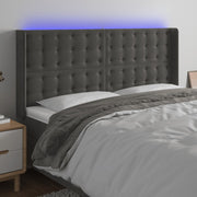 Hoofdbord 183x16x118/128 cm fluweel donkergrijs LED
