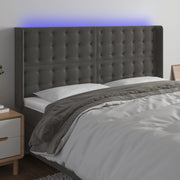 Headboard LED 203x16x118/128 cm velvet dark grey