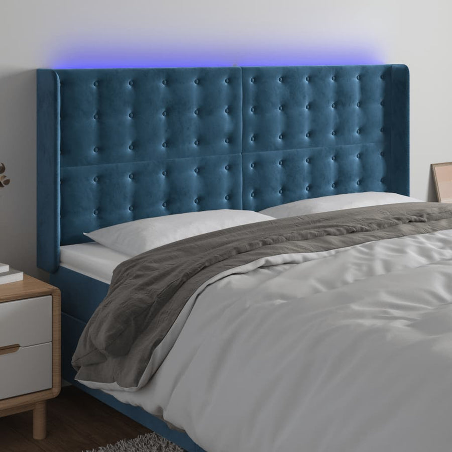 Hoofdbord Led Fluweel 203 x 16 x 118/128 cm
