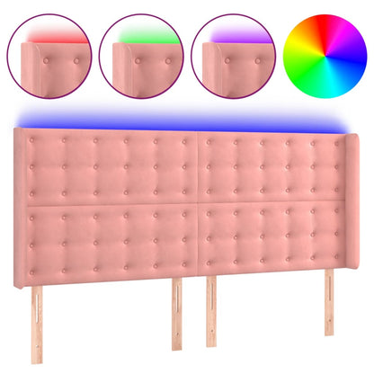 Hoofdbord Led Fluweel 203 x 16 x 118/128 cm Roze