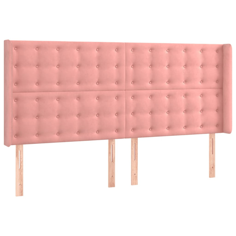 Hoofdbord Led Fluweel 203 x 16 x 118/128 cm Roze