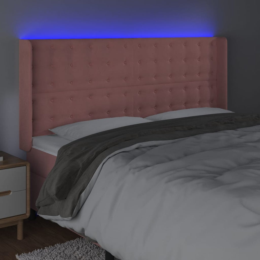 Hoofdbord Led Fluweel 203 x 16 x 118/128 cm Roze